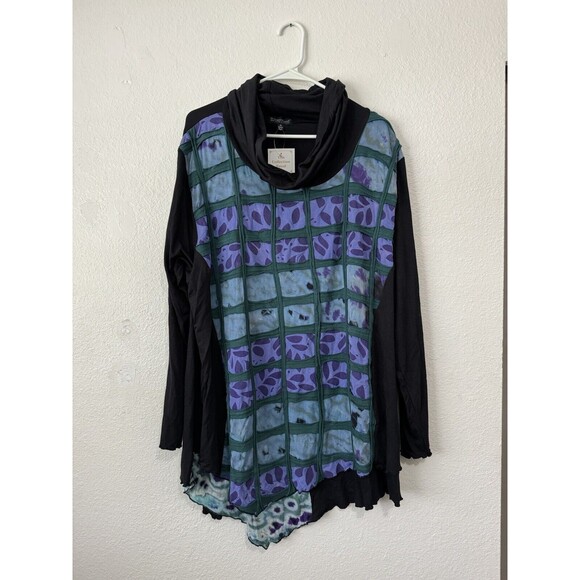 Greater Good Stacked & Layered Tunic Top Women's 2X Patched Colorful Pullover - Picture 1 of 12